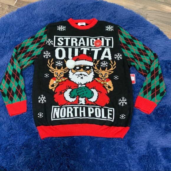 Straight Outta Light-up Ugly Christmas Sweater NWT - Picture 3 of 10